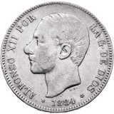 5 Pesetas - Alfonso XII. 1884