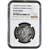 100.000 złotych 50. výročí Varšavského povstání 1994 NGC PF 69