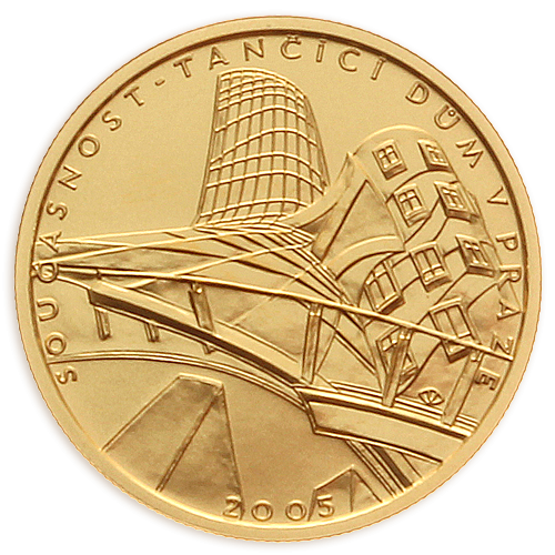 Zlatá mince 2.000 Kč - Tančící dům v Praze 2005