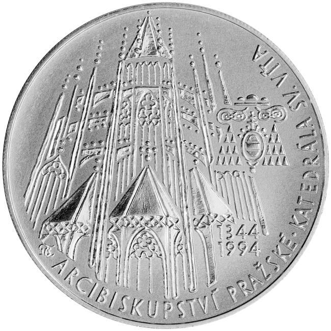 200 Kč - 650. výr. zal. praž. arcibiskupství, zákl. kám. katedrály sv. Víta 1994