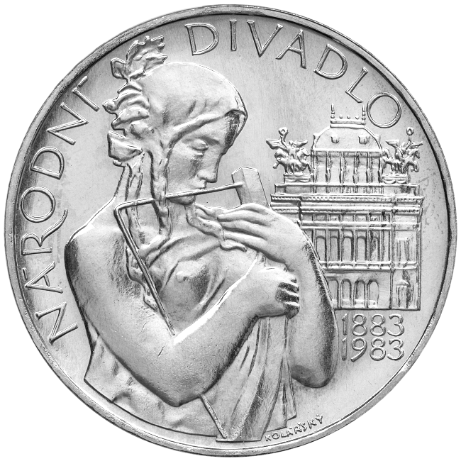 Pamětní stříbrná mince 500 Kčs  100. výročí otevření Národního divadla 1983