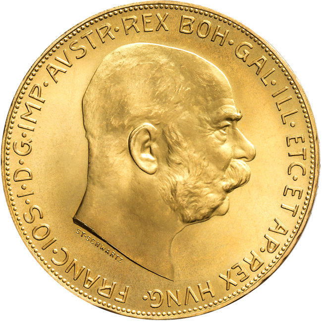 Zlatá investiční mince 100 Korun 1915 František Josef I.