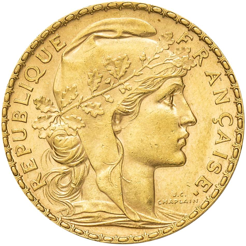 Zlatá mince 20 Frank 1904