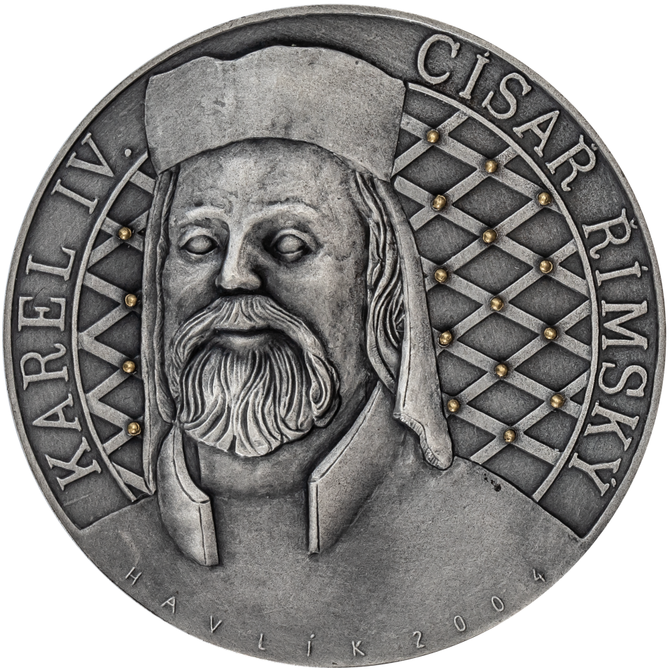 Taušírovaná medaile k 650 letům korunovace Karla IV. 2004