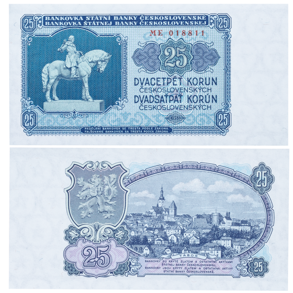 25 Kčs 1953 - UNC -