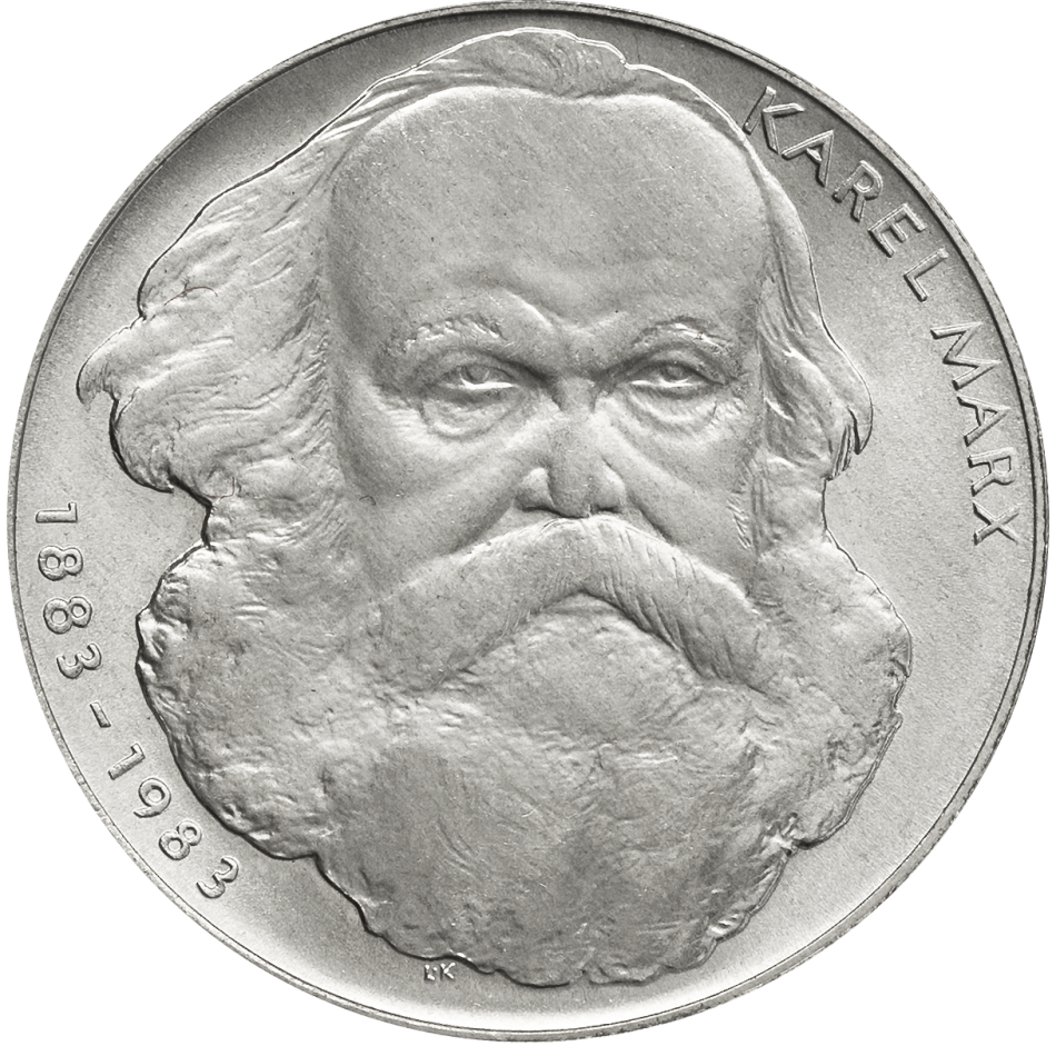 Pamětní stříbrná mince 100 Kčs 100. výročí úmrtí Karla Marxe 1983
