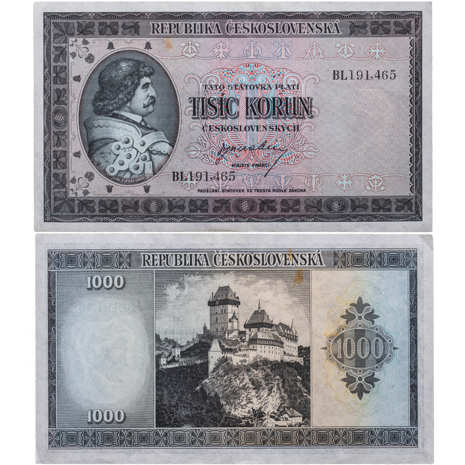 1000 korun bez data (1945) - perforovaná -