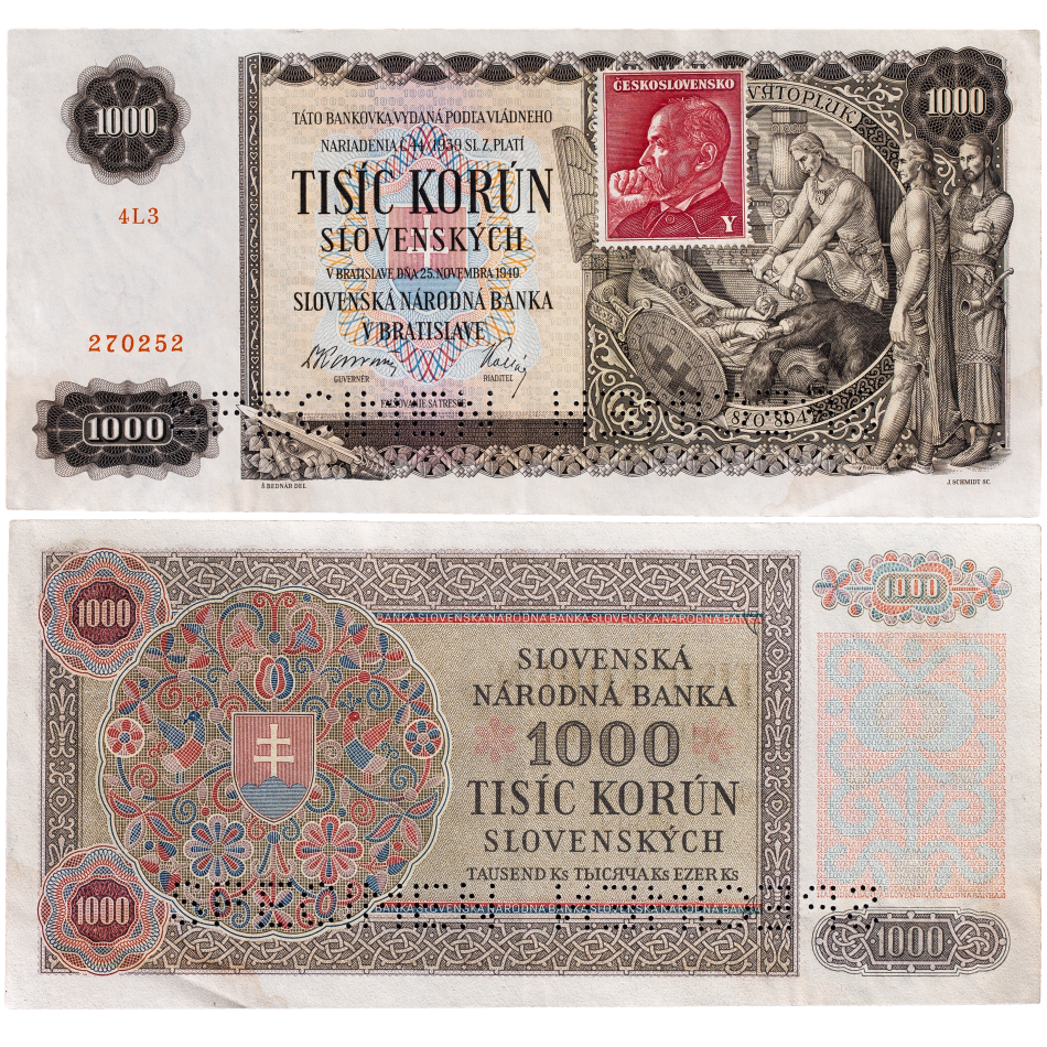 1000 korun 1940 (kolek 1945) - perforovaná -
