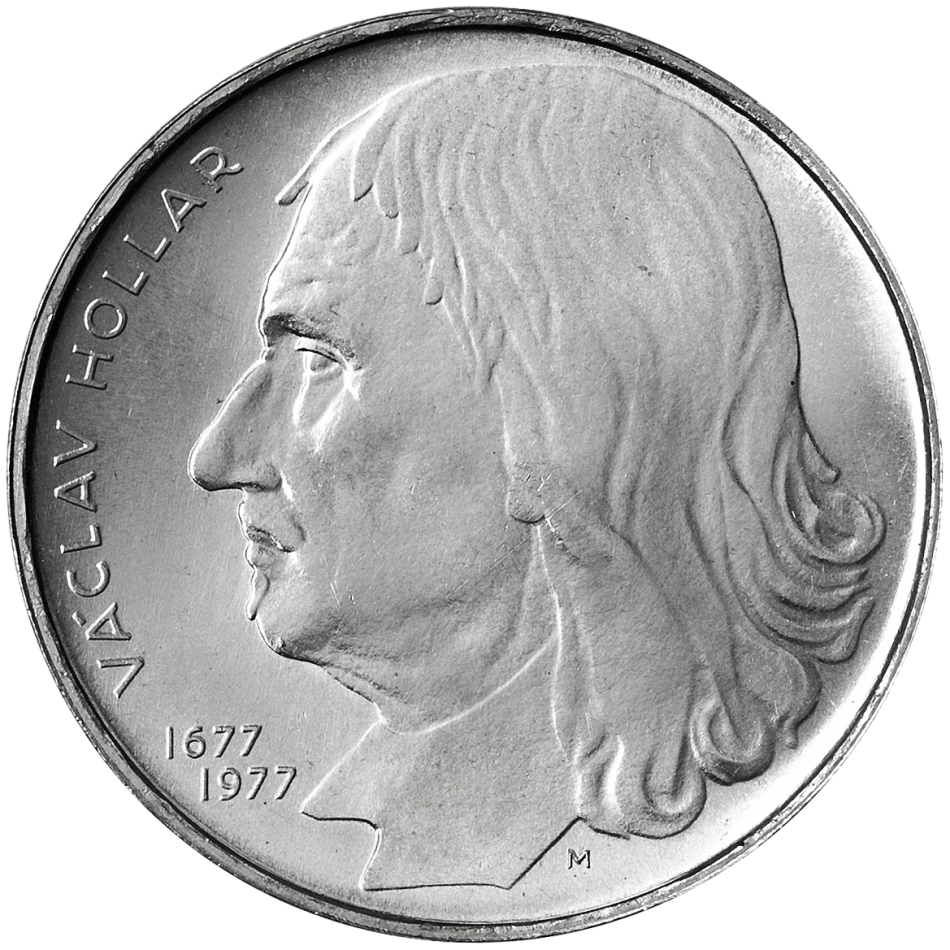 Stříbrná mince 100 Kčs Třisté výročí úmrtí Václava Hollara 1977