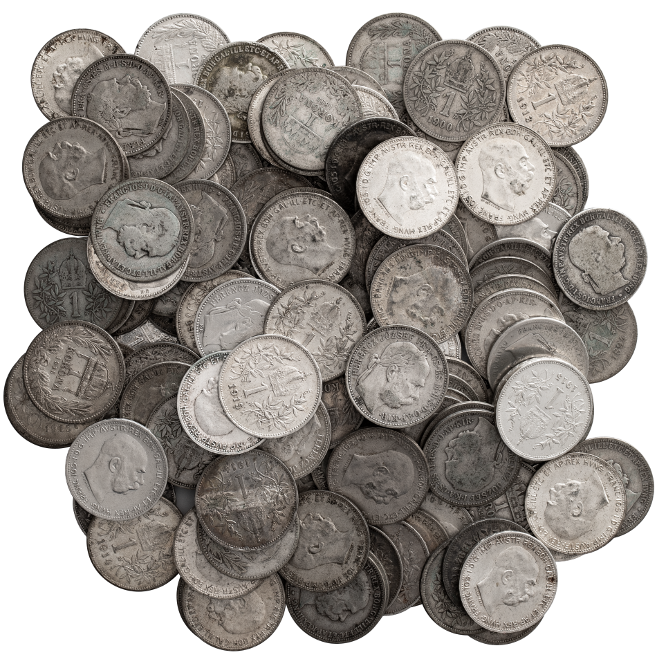 Stříbrné mince 110 ks - 1 korun 1892 - 1916