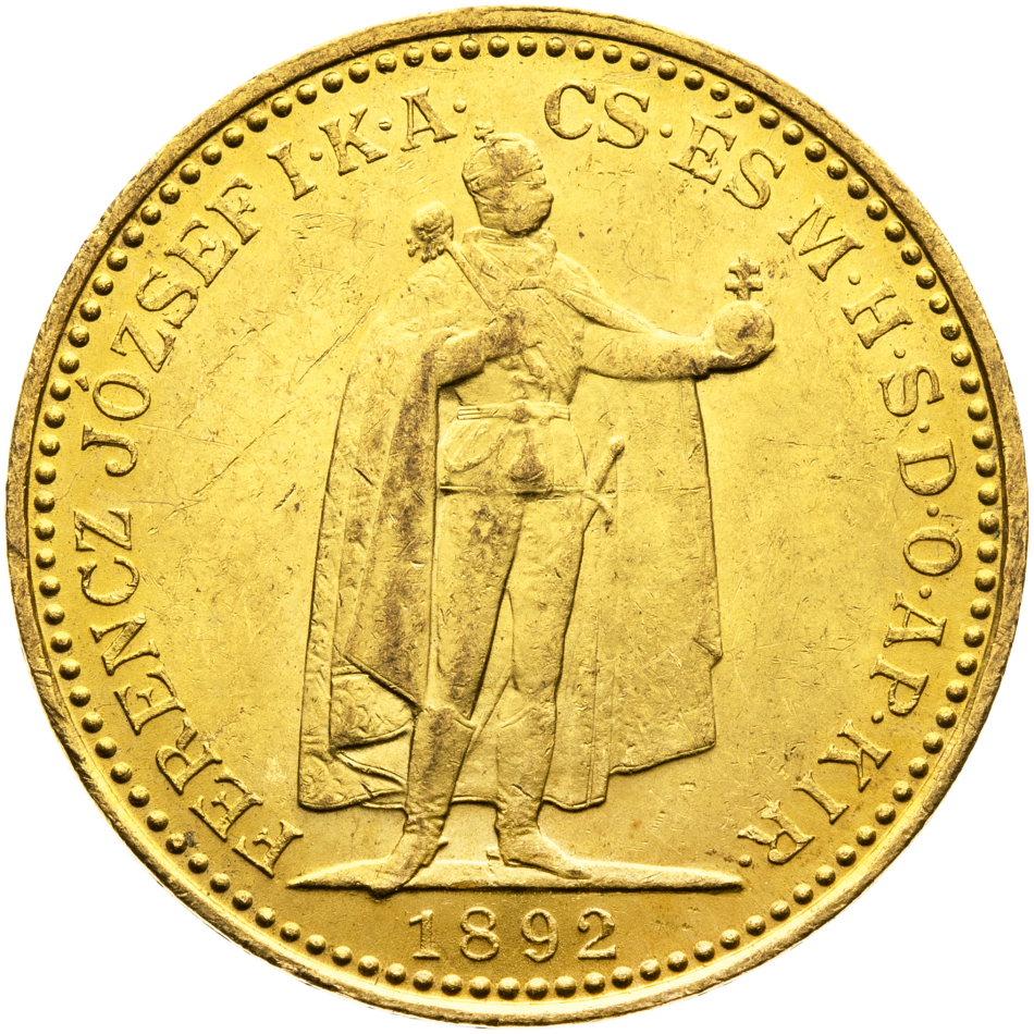 Zlatá mince 20 korun 1892 KB
