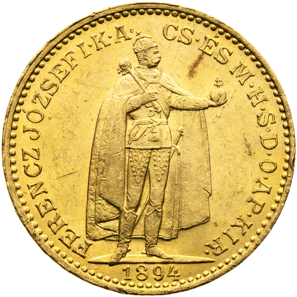 Zlatá mince 20 korun 1894 KB