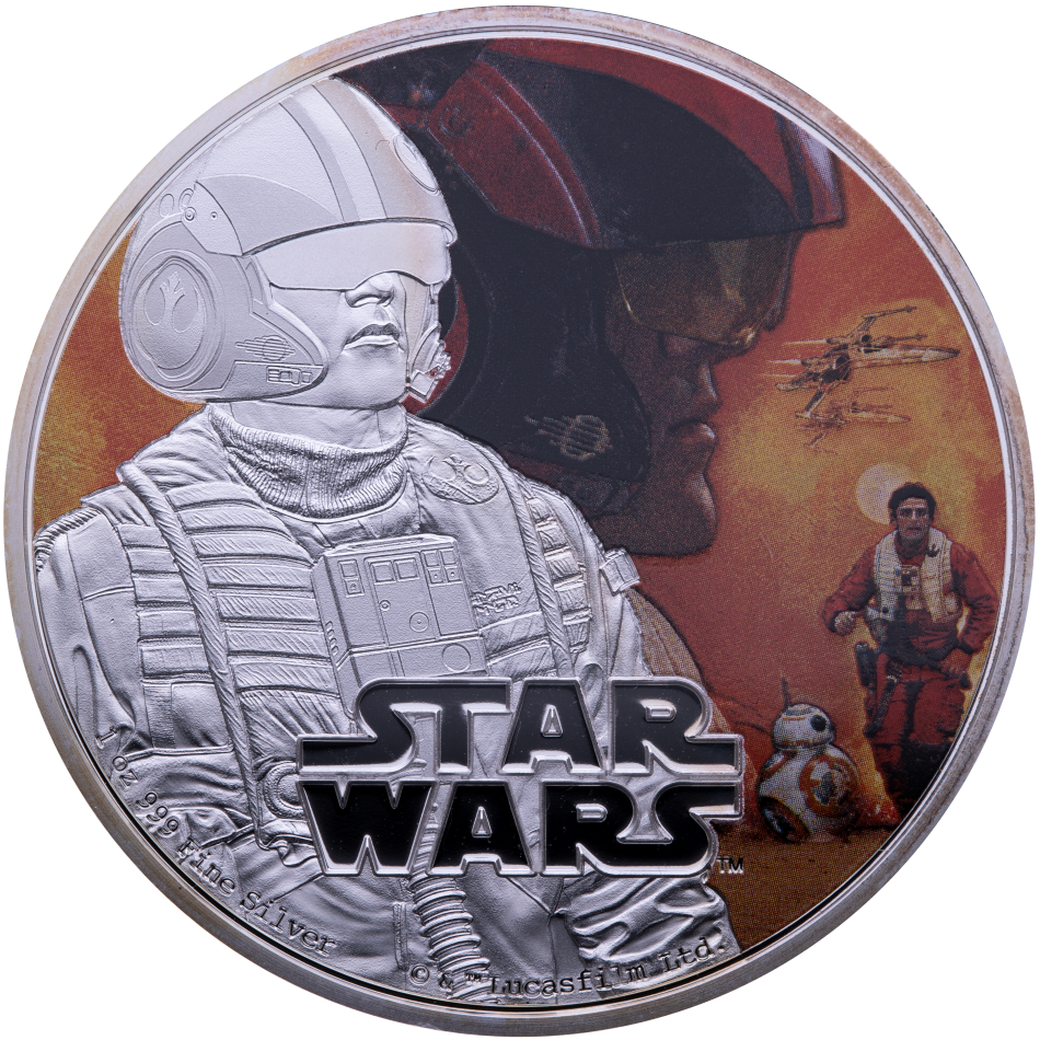 Stříbrná mince Star Wars The Force Awakens - Poe Dameron 2016