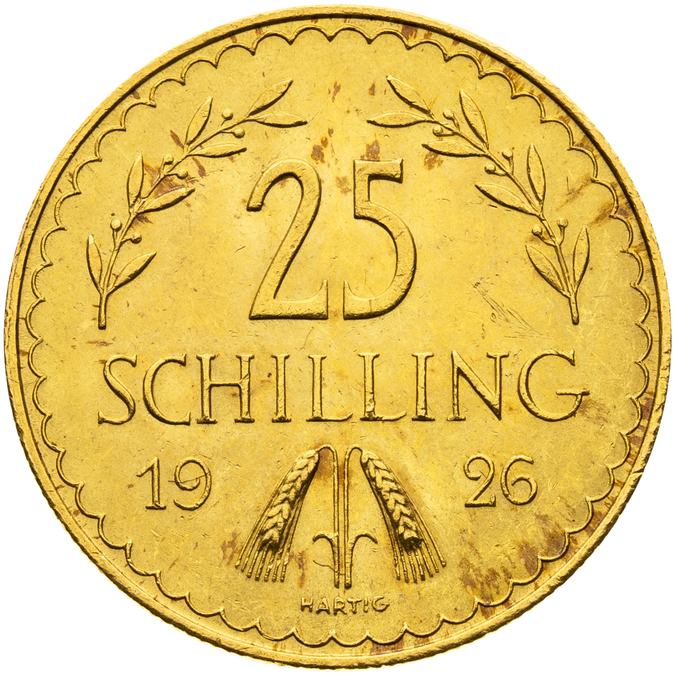 Zlatá mince 25 Schilling 1926