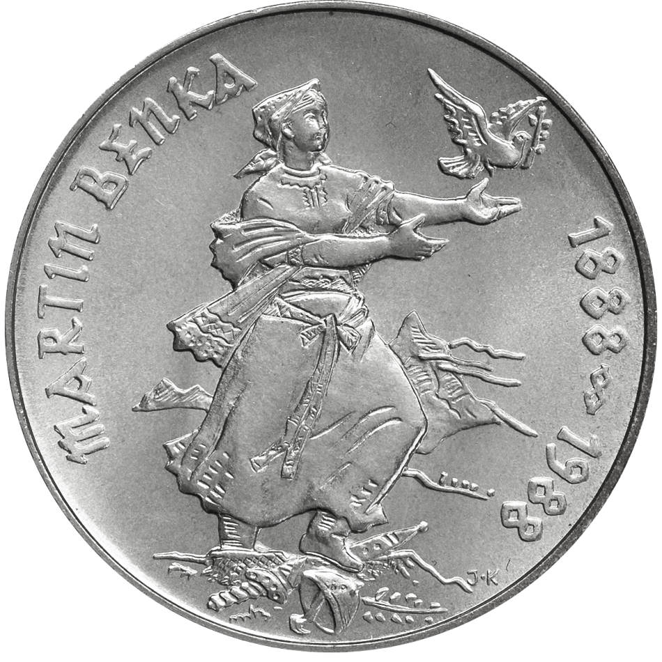 Pamětní stříbrná mince 100 Kčs 100. výročí narození Martina Benky 1988
