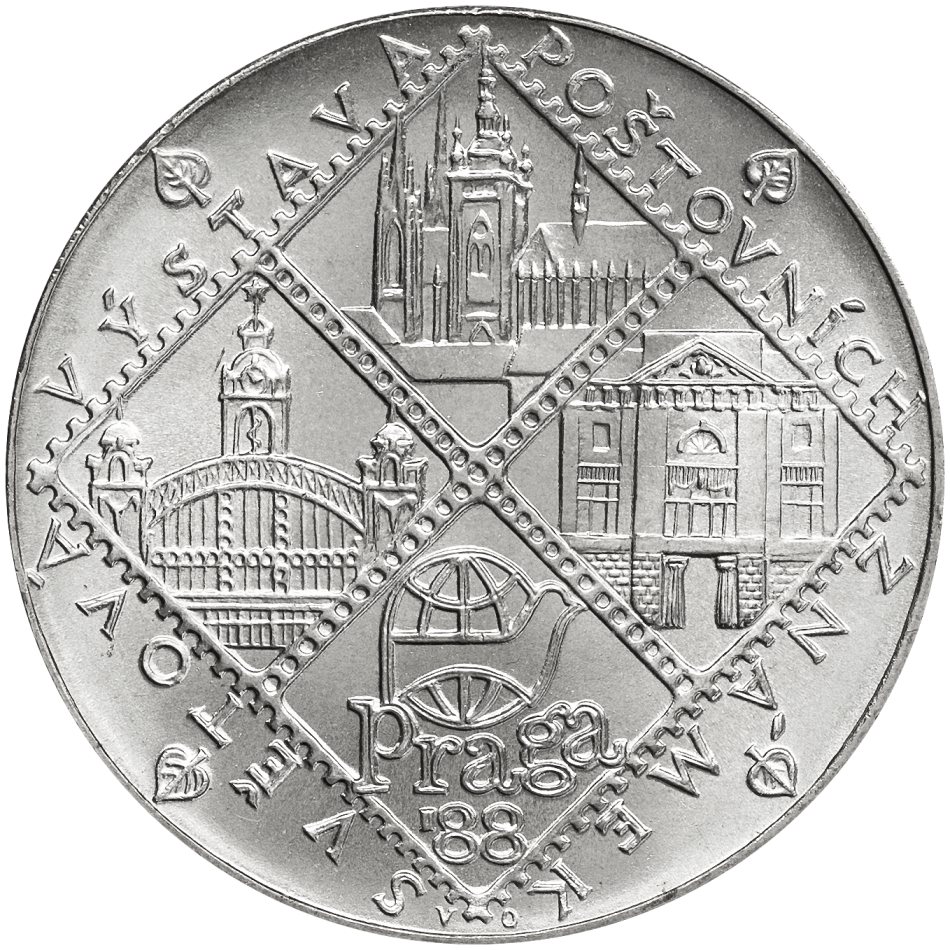 Pamětní stříbrná mince 100 Kčs Světová výstava poštovních známek Praga 88 - 1988
