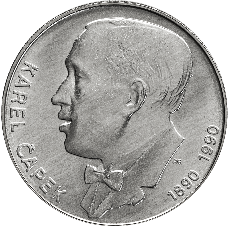 Pamětní stříbrná mince 100 Kčs Sté výročí narození Karla Čapka 1990