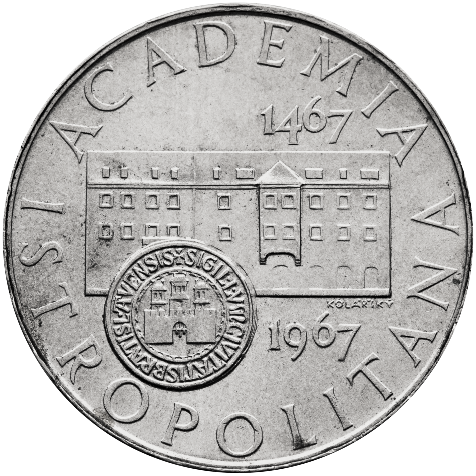 Pamětní stříbrná mince 10 Kčs Pětisté výročí založení Academie Istropolitany 1967