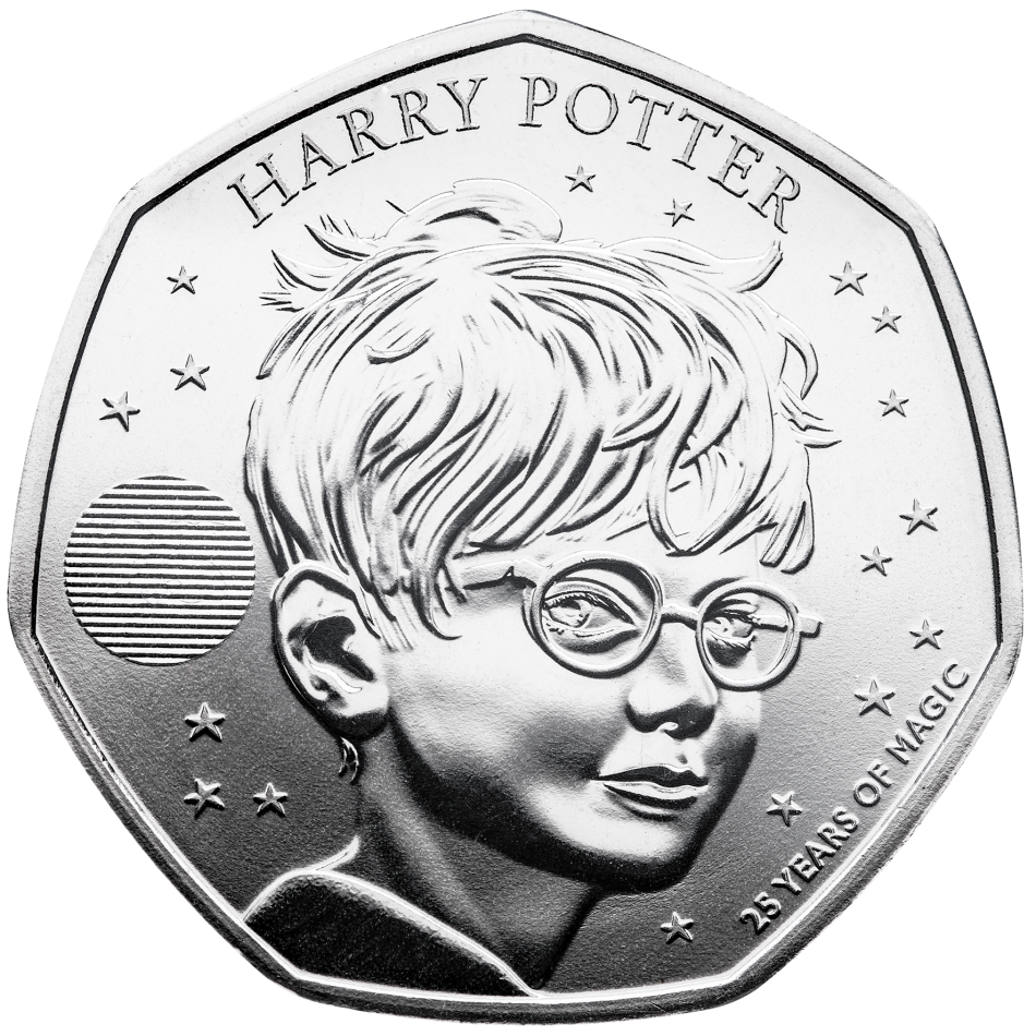 50 pence, mince 25 let Harryho Pottera