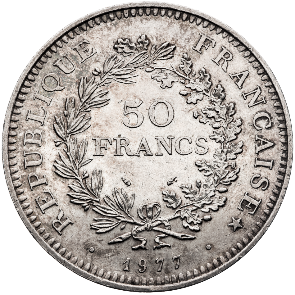 Stříbrná mince 50 Francs 1977