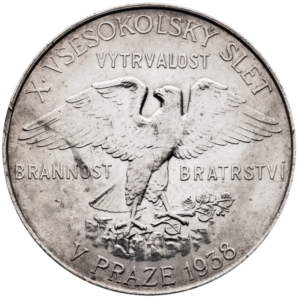 Stříbrná medaile 20 let republiky a X. všesokolský slet 1938