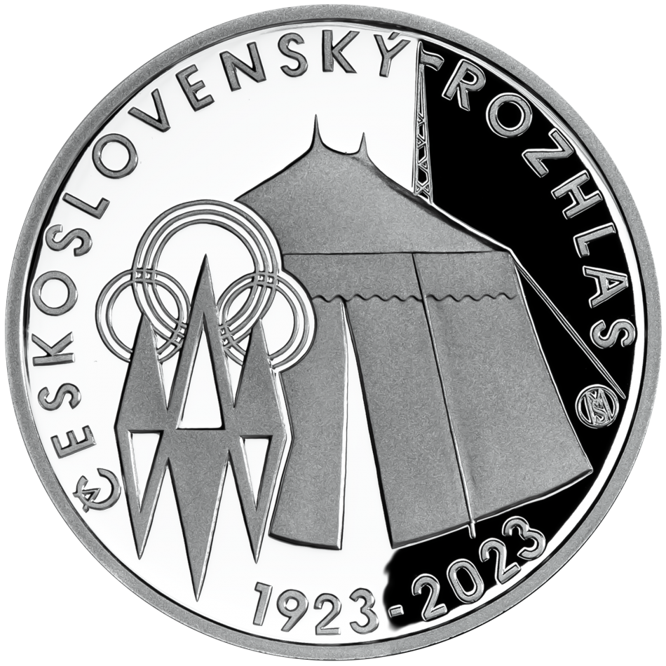 Pamětní stříbrná mince 200 Kč Zahájení pravidelného vysílání Československého rozhlasu 2023 proof