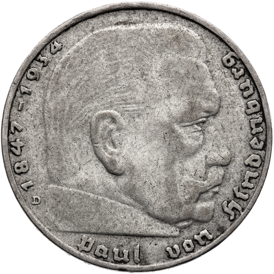 Stříbrná mince 2 Reichsmark 1936 D