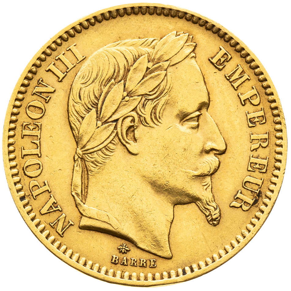 Zlatá mince 20 Frank 1864 Napoléon III. A