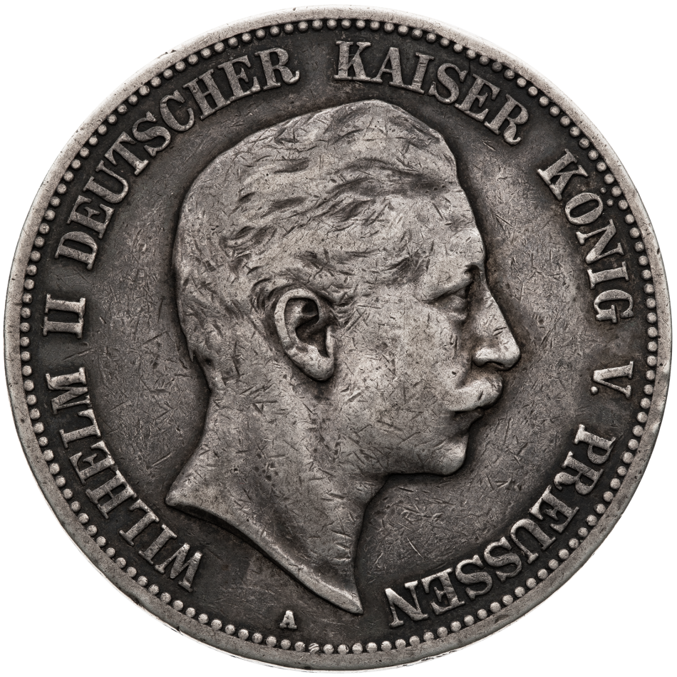 Fűnf Mark 1888 A, Preussen Wilhelm II.