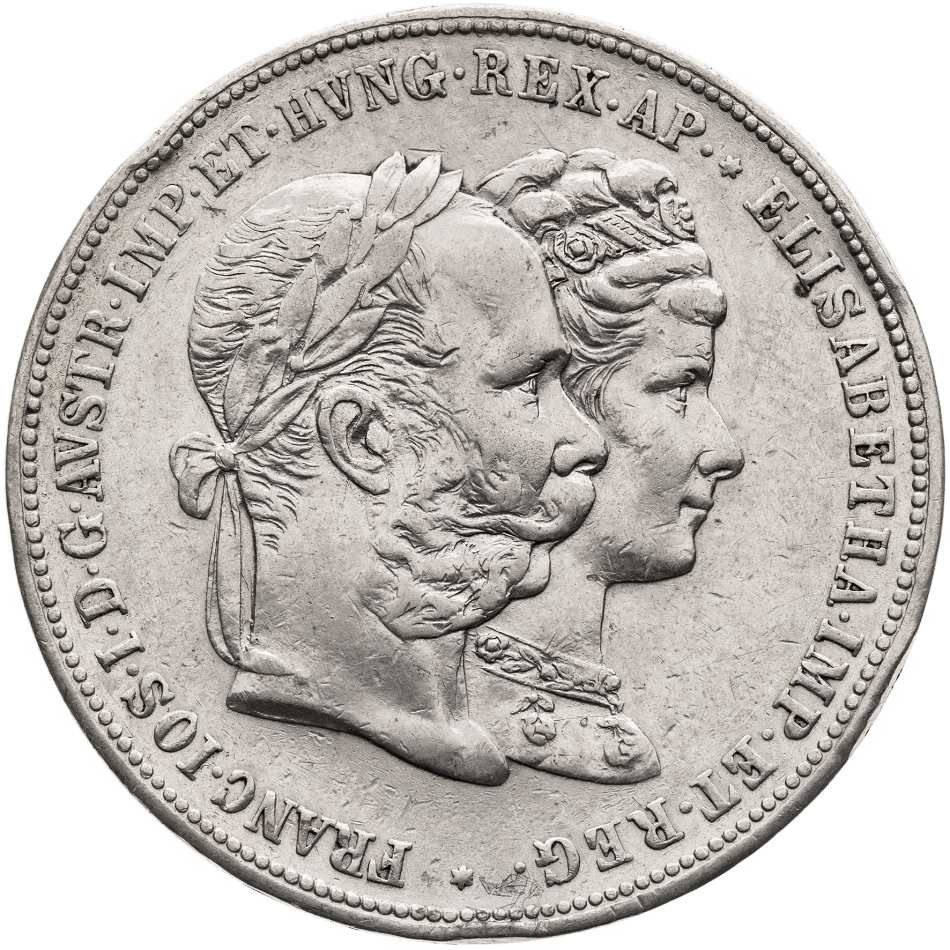 Stříbrná mince 2 Zlatník 1879 - Stříbrná svatba