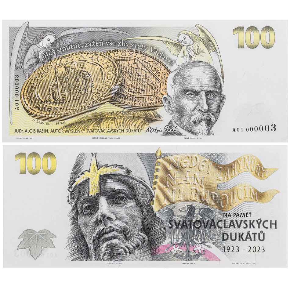 Paměťovka Svatého Václava ke 100. výročí ražby Československých dukátů 1923 - 2023
