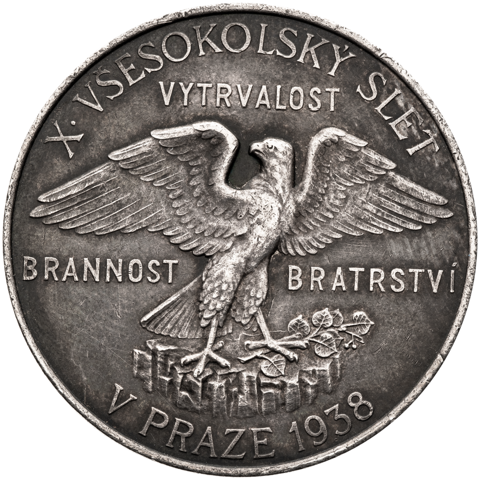 Stříbrná medaile 20 let republiky a X. všesokolský slet 1938