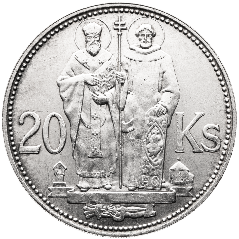 Stříbrná mince 20 korun 1941 - Cyril a Metoděj - Varianta