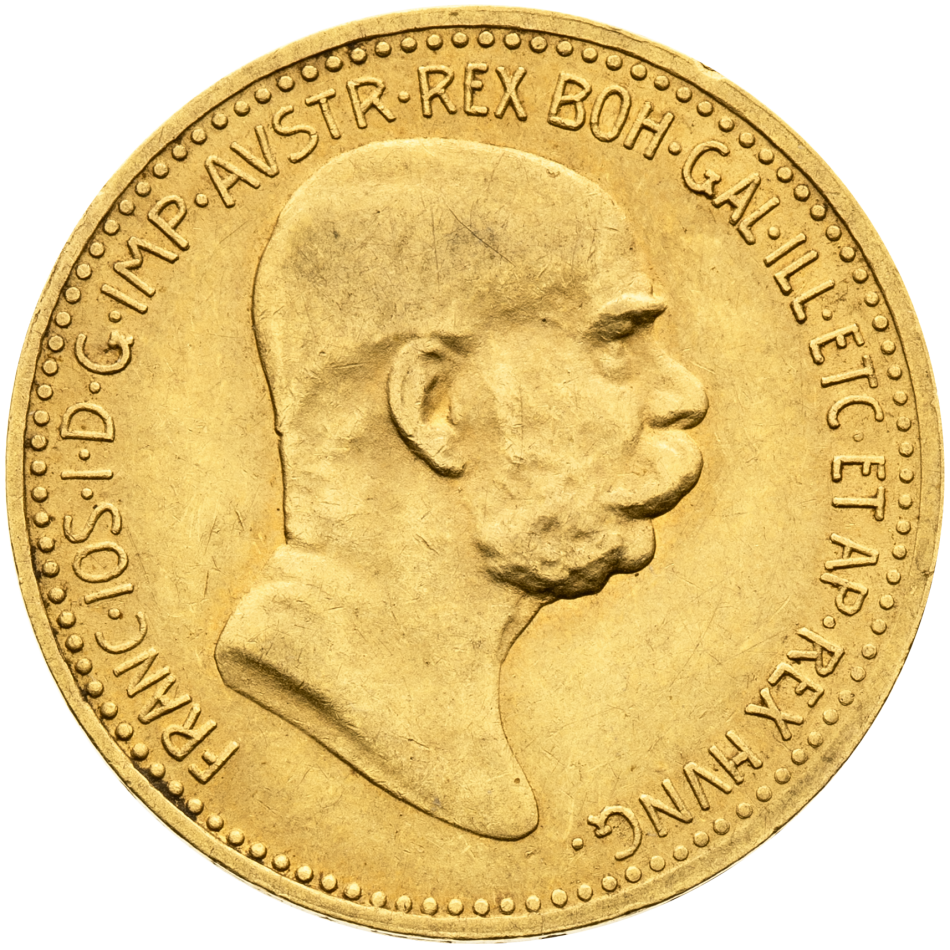 Zlatá mince 10 korun 1908 jubilejní