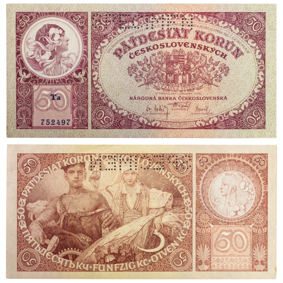 50 korun 1929 - série Ta - perforovaná -