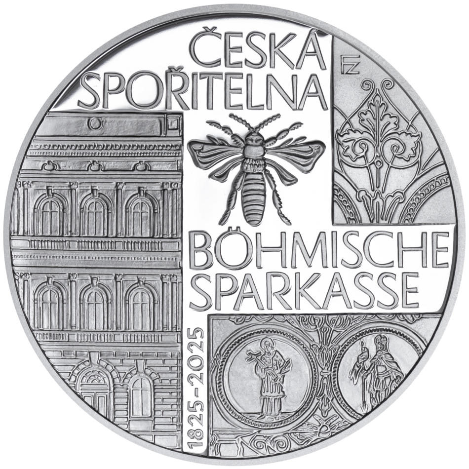 Pamětní stříbrná mince 200 Kč - Založení české spořitelny Böhmische Sparkasse 2025 proof