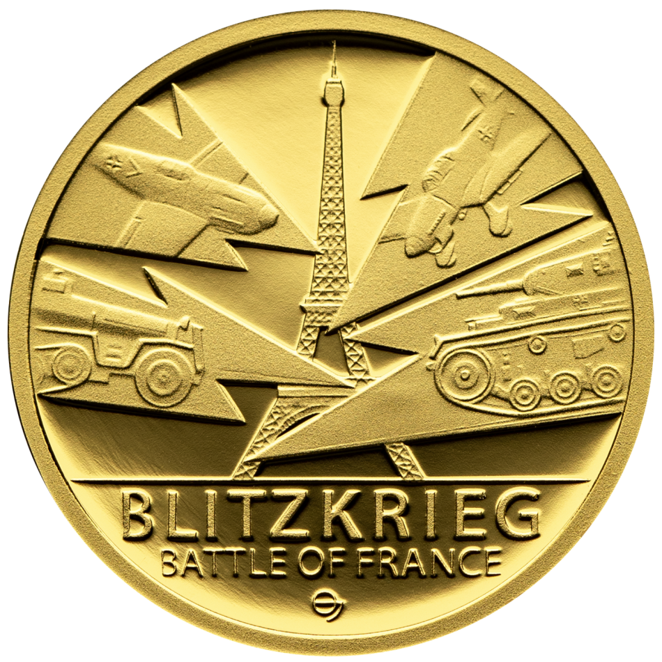 Zlatá mince Válečný rok 1940 - Bitva o Francii proof.