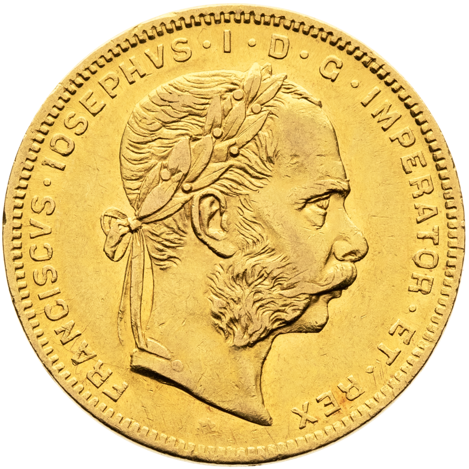 Zlatá mince Rakousko Uhersko, 8 Gulden 1876, František Josef I.