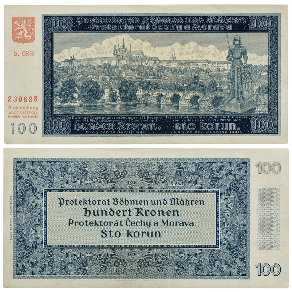Státovka 100 Kč 1940 – neperforovaná, série 28 B, I. vydání