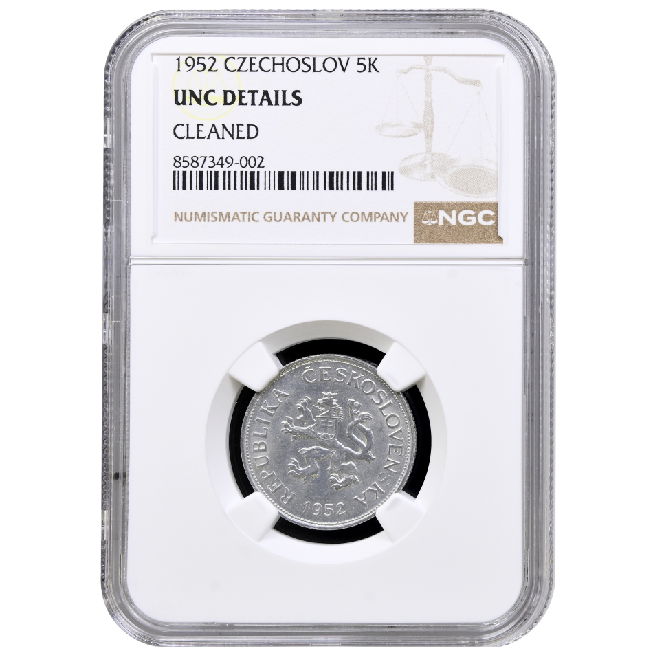 Mince 5 korun 1952 certifikace NGC