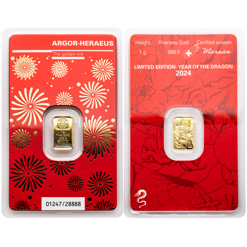 Investiční zlatý slitek Argor-Heraeus Year of the Dragon 2024 – 1 g