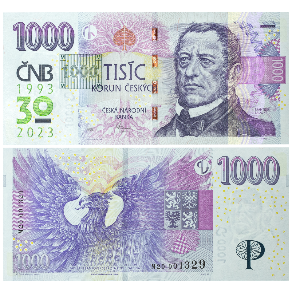 Bankovka 1.000 Kč vzor 2008 – série M20 – Přítisk 2023