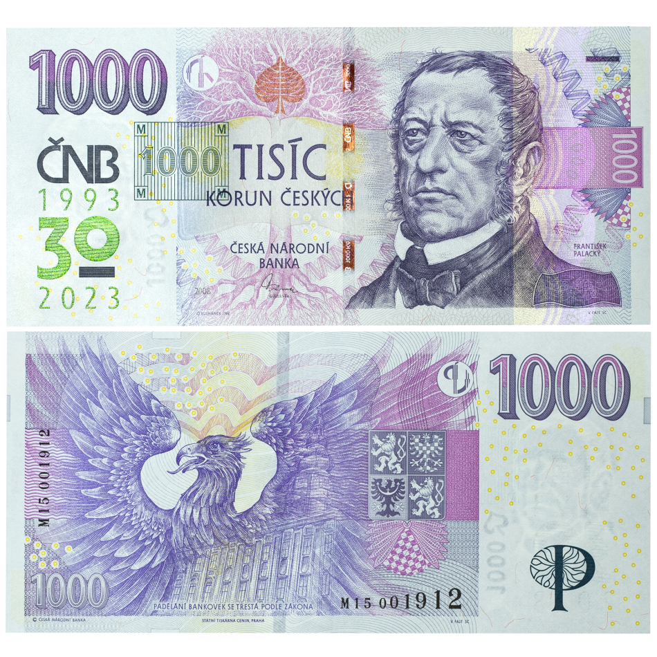 Bankovka 1.000 Kč vzor 2008 – série M15 – Přítisk 2023