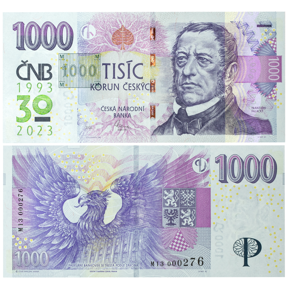 Bankovka 1.000 Kč vzor 2008 – série M13 – Přítisk 2023