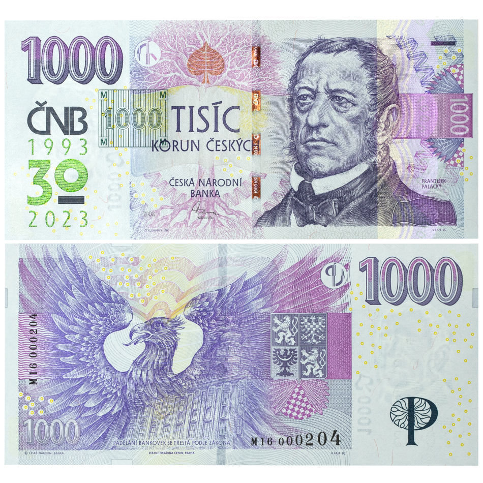 Bankovka 1.000 Kč vzor 2008 – série M16 – Přítisk 2023