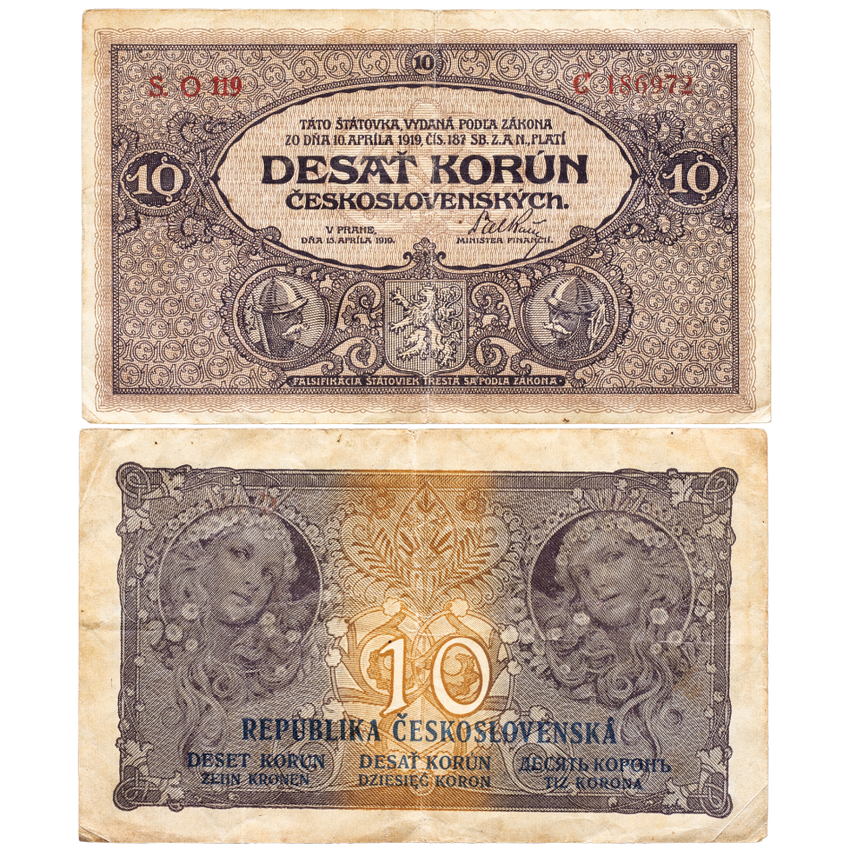 Státovka 10 korun československých 1919