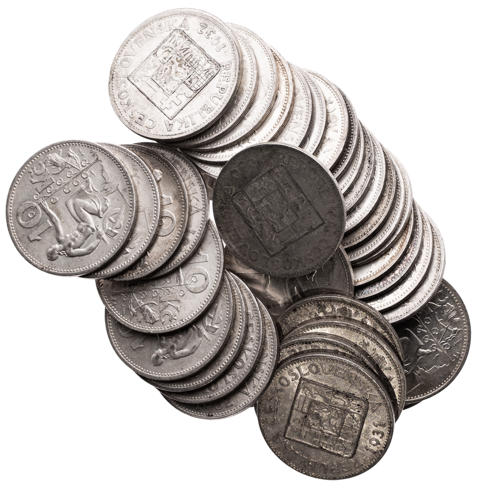 30 ks československých stříbrných 10 korun (1930–1933)