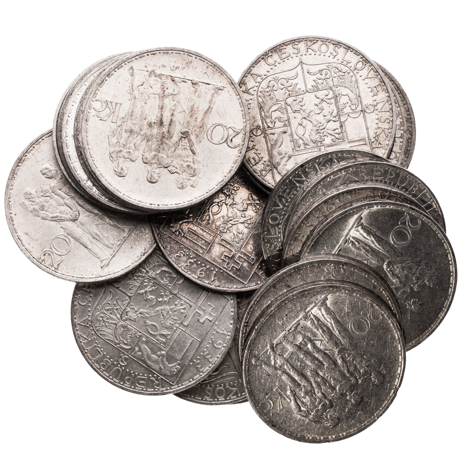 21 ks československých stříbrných 20 korun (1933–1934)