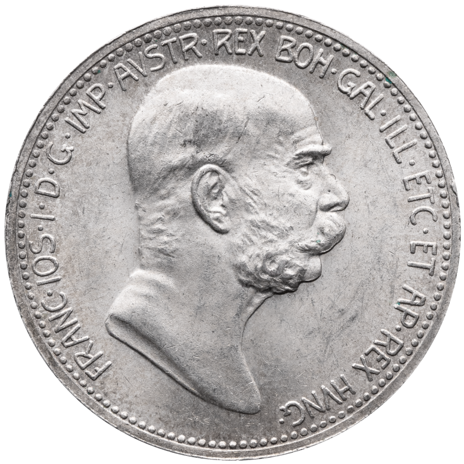 Stříbrná mince koruna 1908 jubilejní