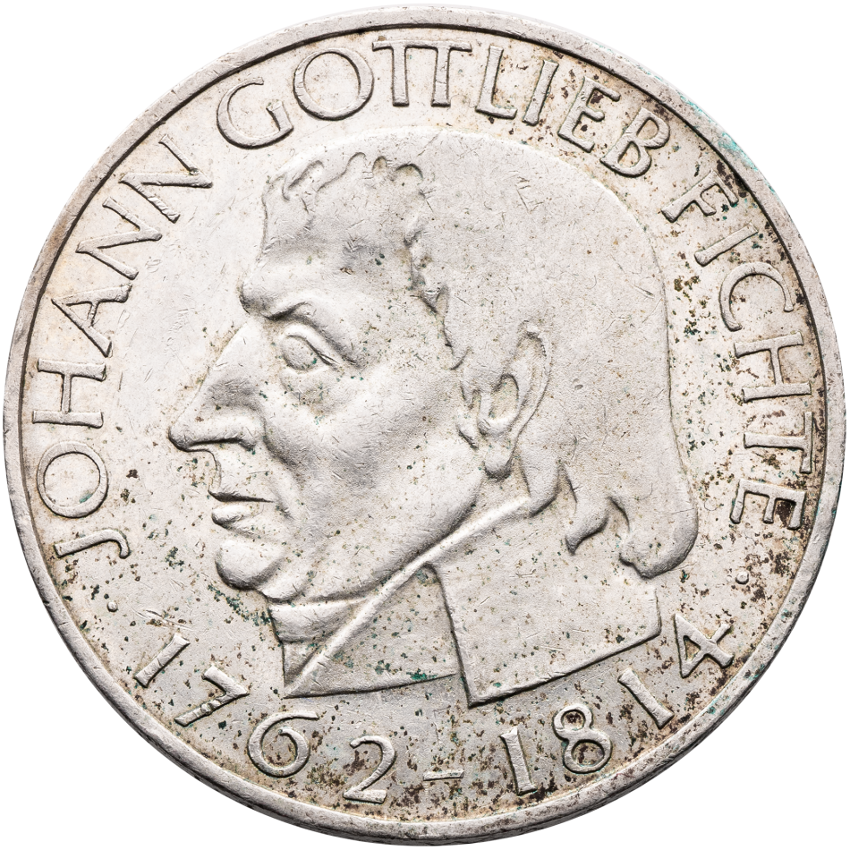 Stříbrná mince 5 marek 1964 J – Johann Gottlieb Fichte